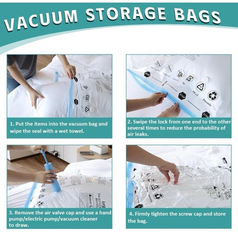 20 Pack Vacuum Storage Bags, Vacuum Seal Bags for Clothing, Comforters, Blank...